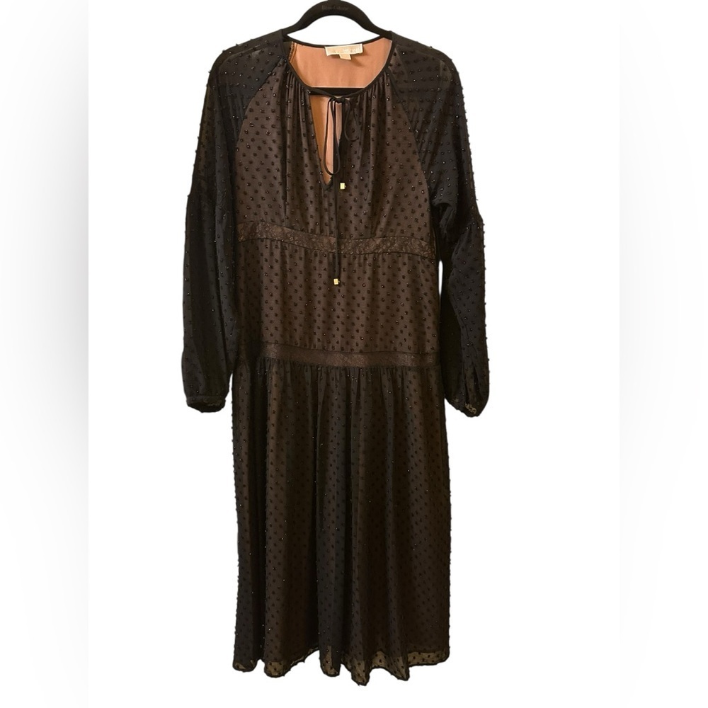 Michael Kors Black Sheer Long-Sleeve Dress size 6